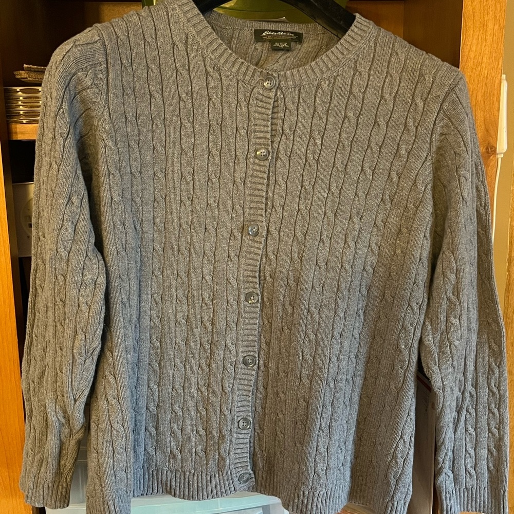Eddie Bauer Sweater Gray Button Up Women’s XXL